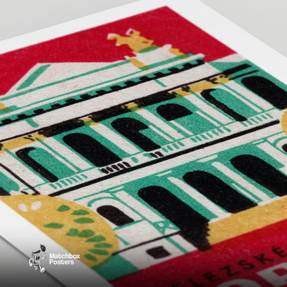 Silesia Museum Opava - vintage matchbox label print - close-up detail