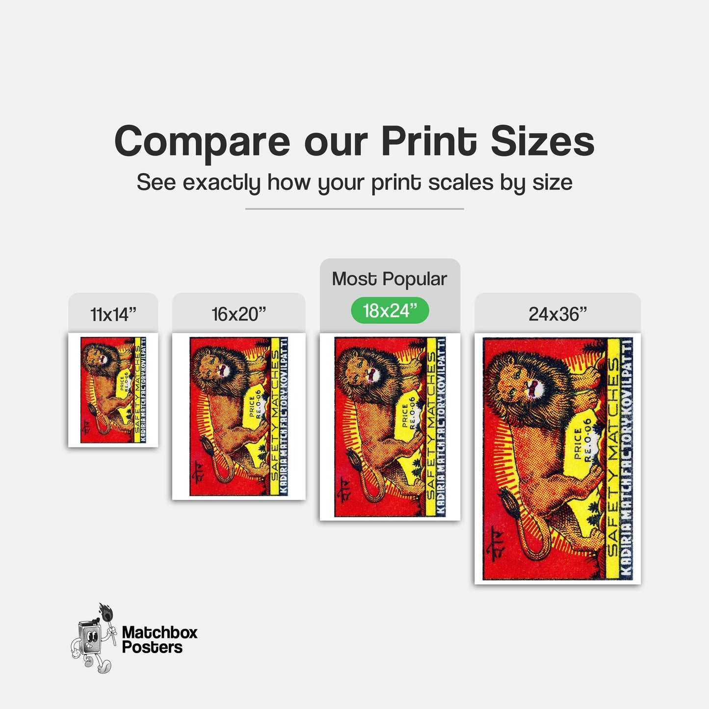 Lion - vintage matchbox label print - gallery wall preview