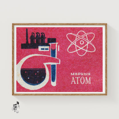 Peaceful Atom Chemistry - vintage matchbox label print