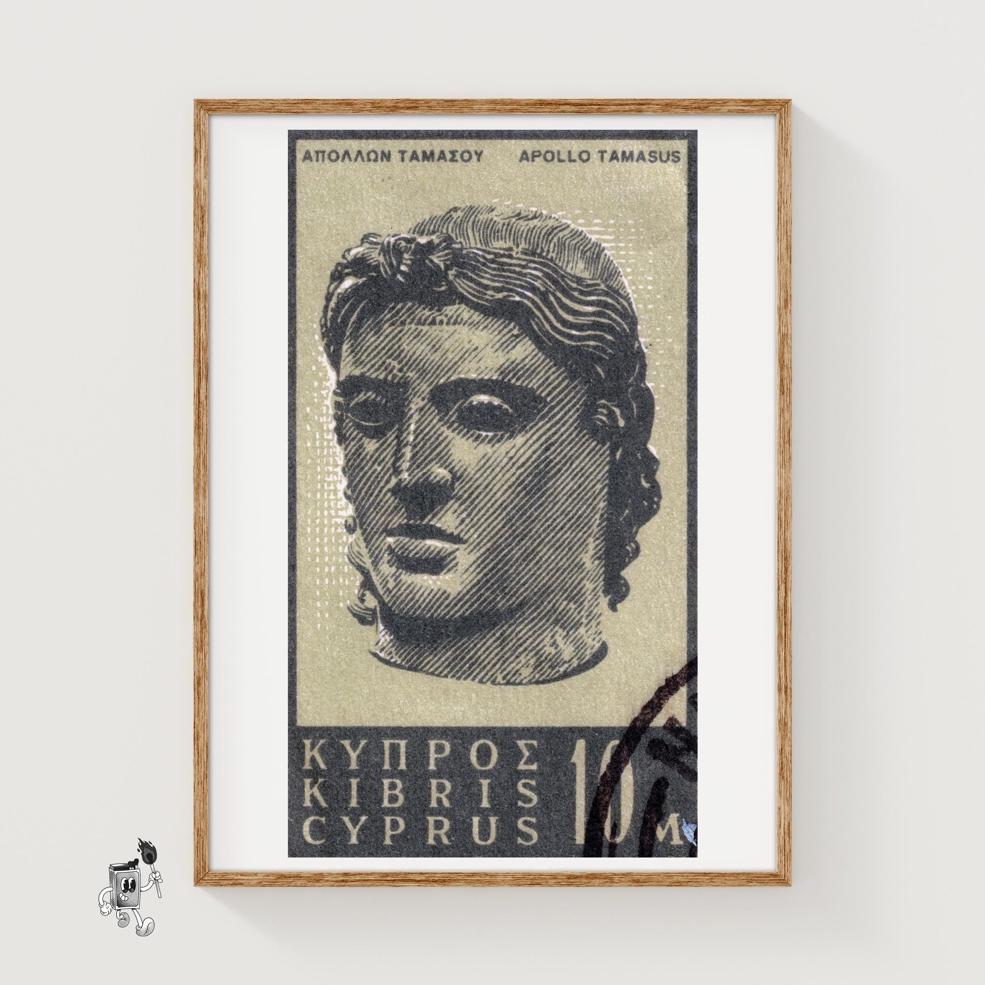 Statue of Apollo - vintage matchbox label print