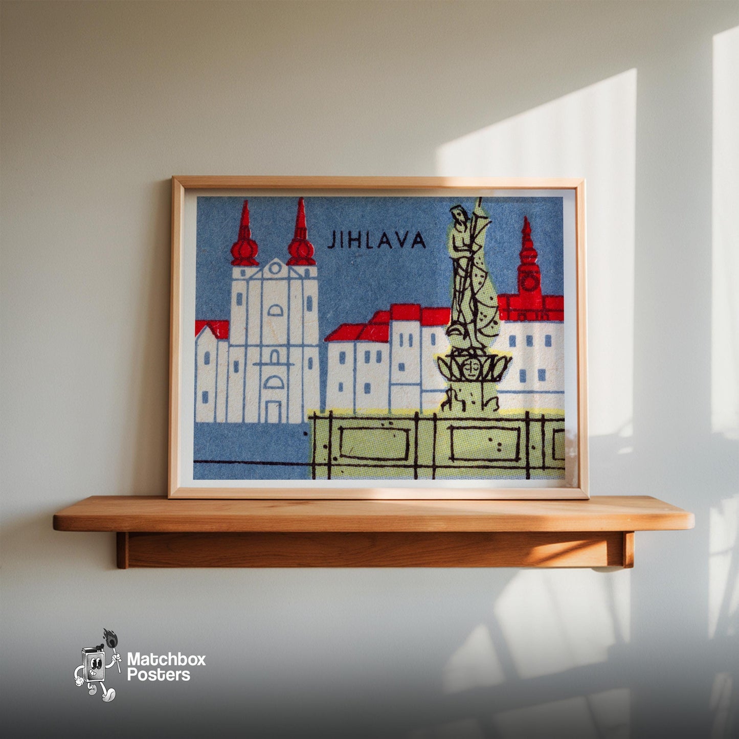Jihlava City - vintage matchbox label print - size comparison