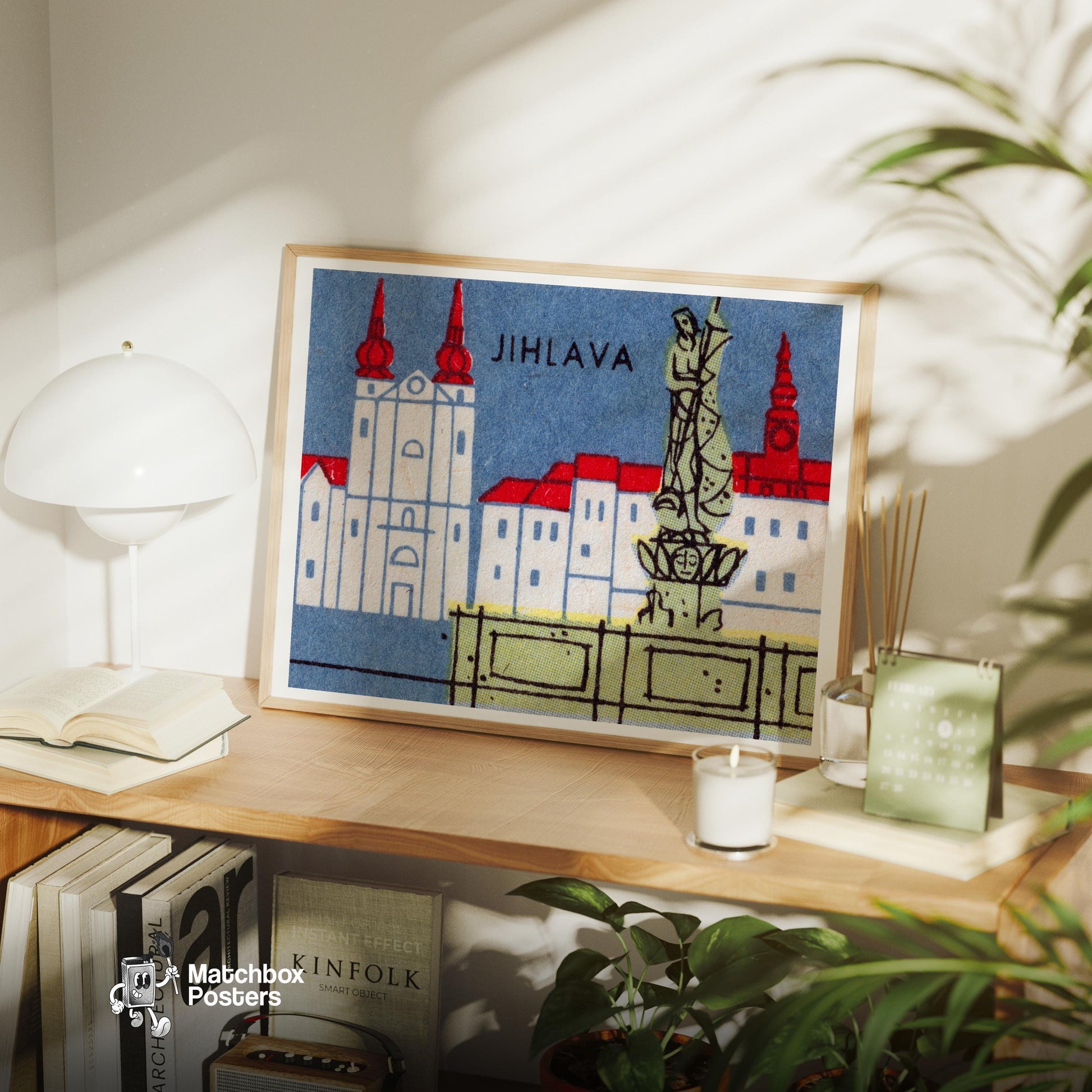 Jihlava City - vintage matchbox label print - office wall