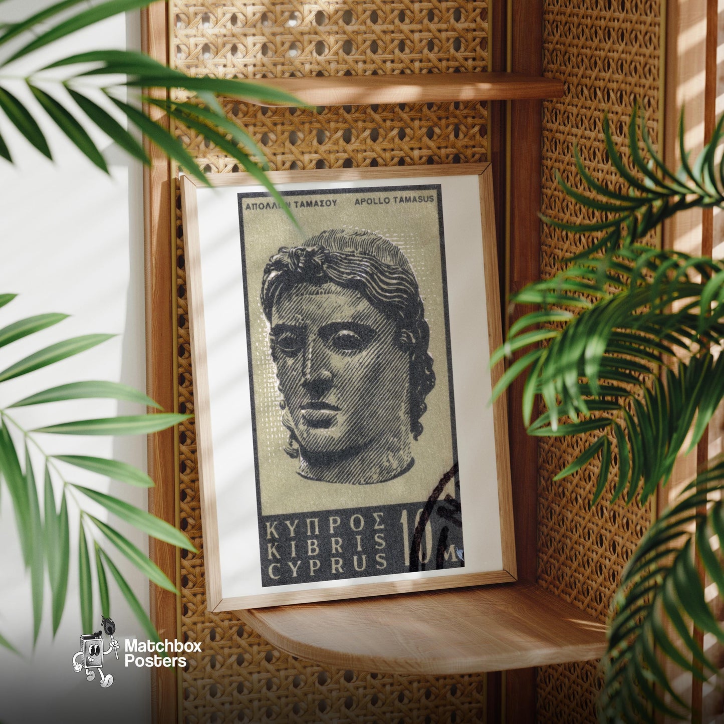 Statue of Apollo - vintage matchbox label print - office wall