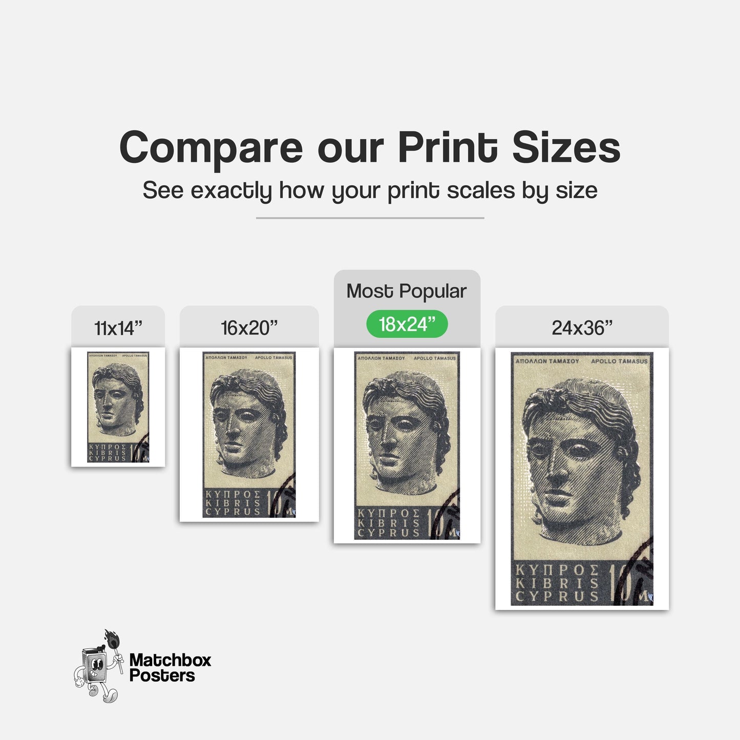 Statue of Apollo - vintage matchbox label print - gallery wall preview