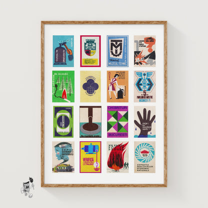 Romanians Collage - vintage matchbox label print