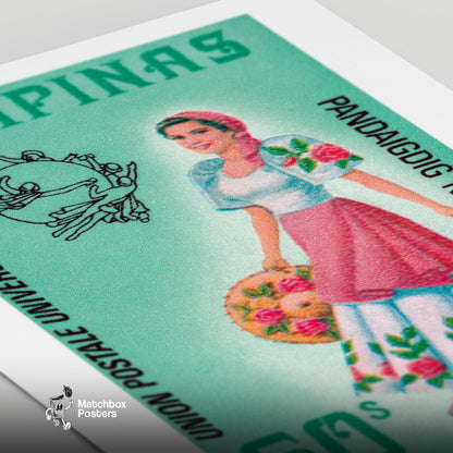 Woman Pilipinas - vintage matchbox label print - close-up detail