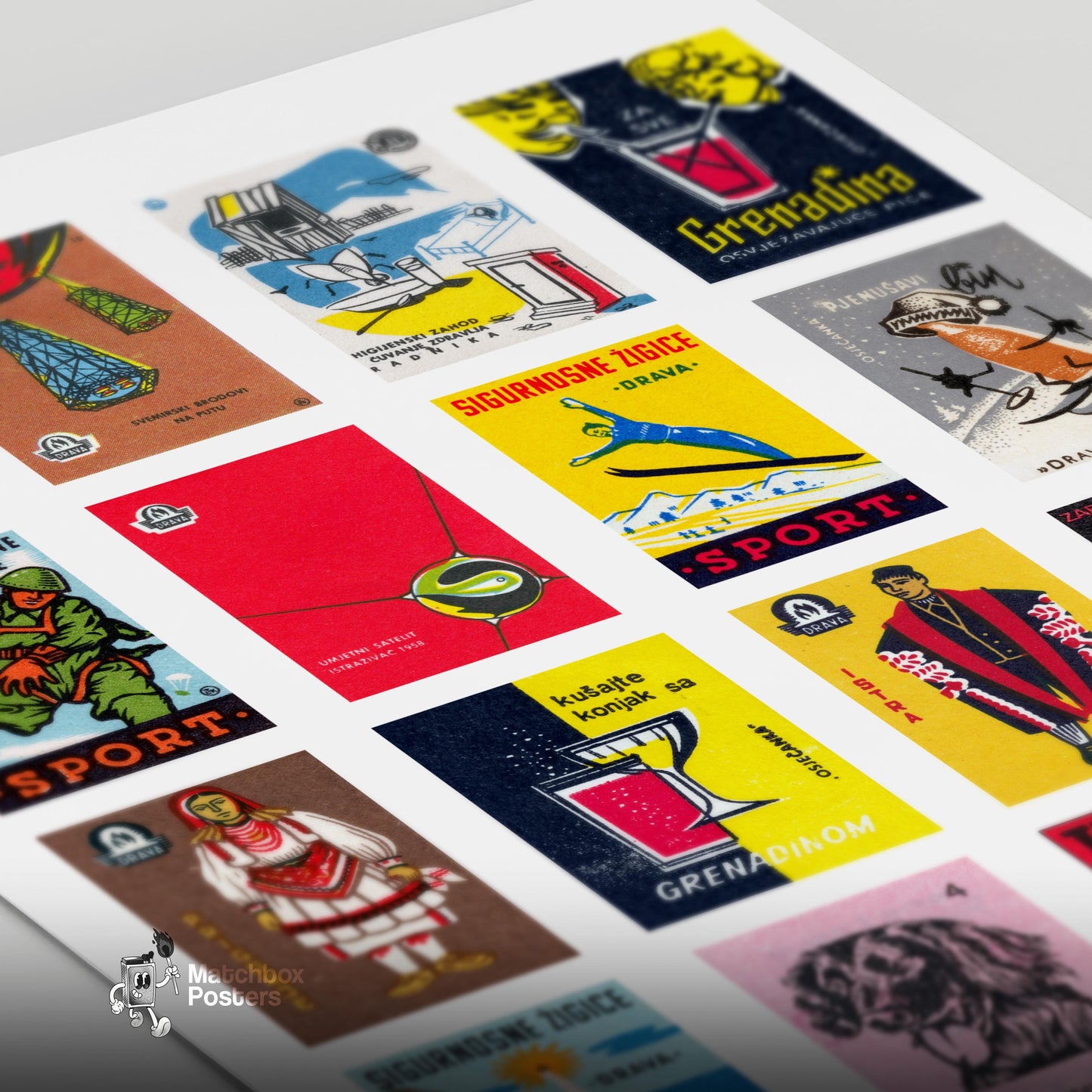 Croatian Collage - vintage matchbox label print - close-up detail
