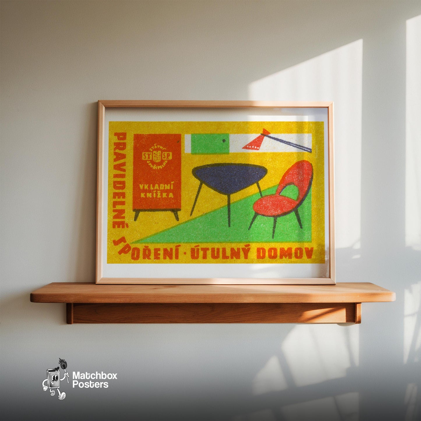 Modern Furniture - vintage matchbox label print - size comparison