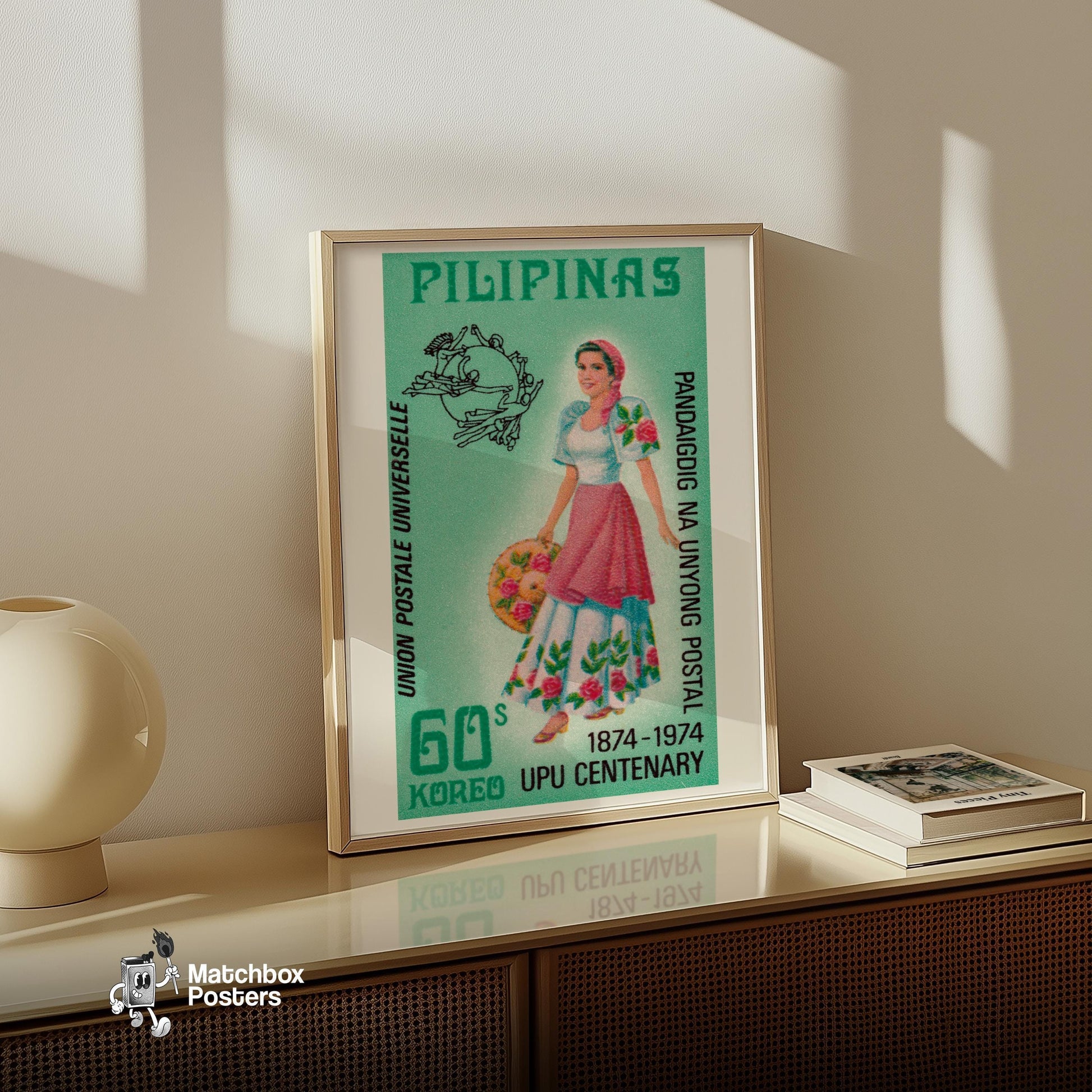 Woman Pilipinas - vintage matchbox label print - size comparison