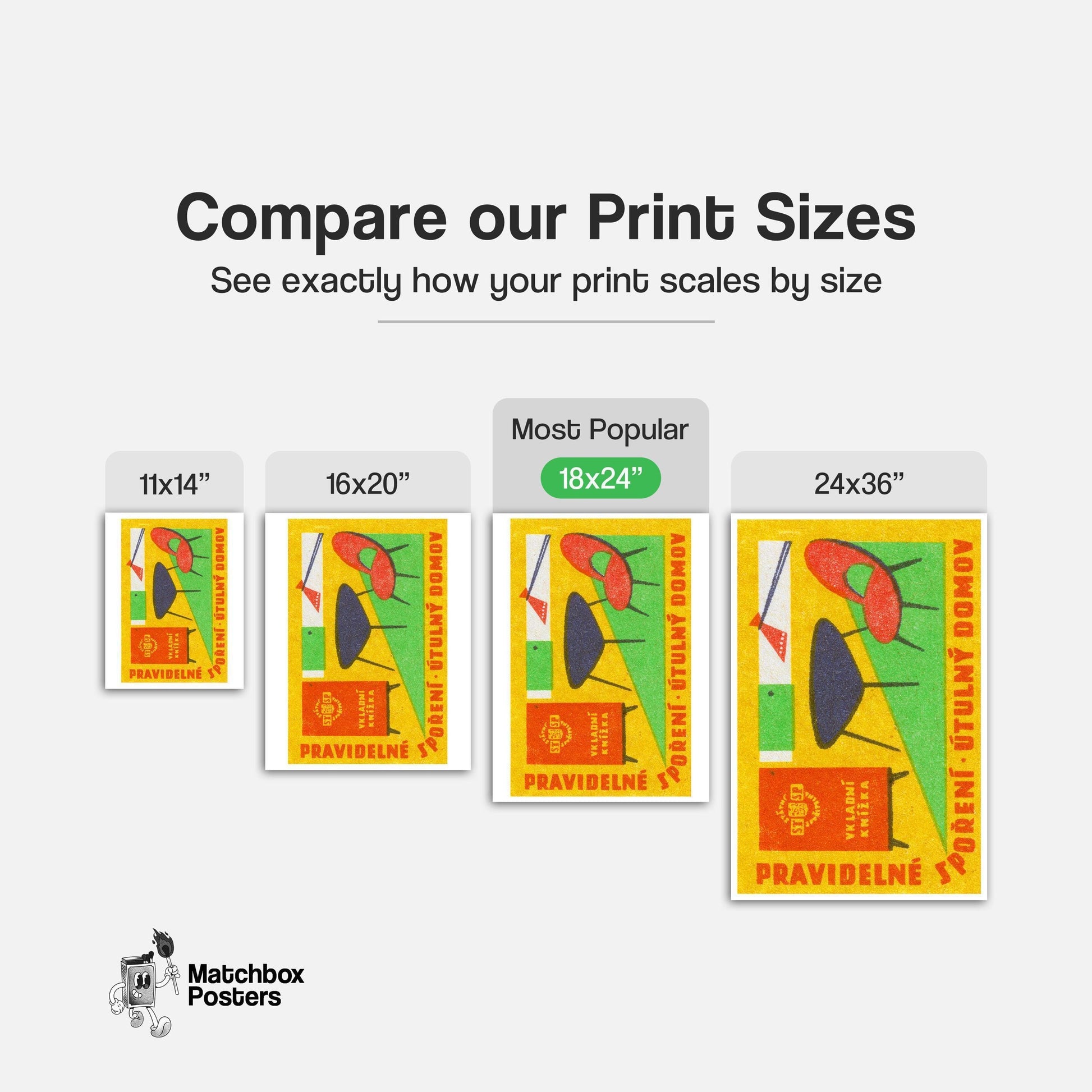Modern Furniture - vintage matchbox label print - gallery wall preview