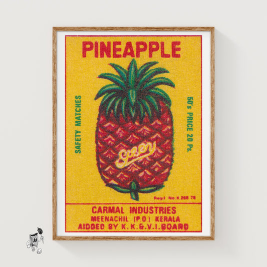 Pineapple - vintage matchbox label print