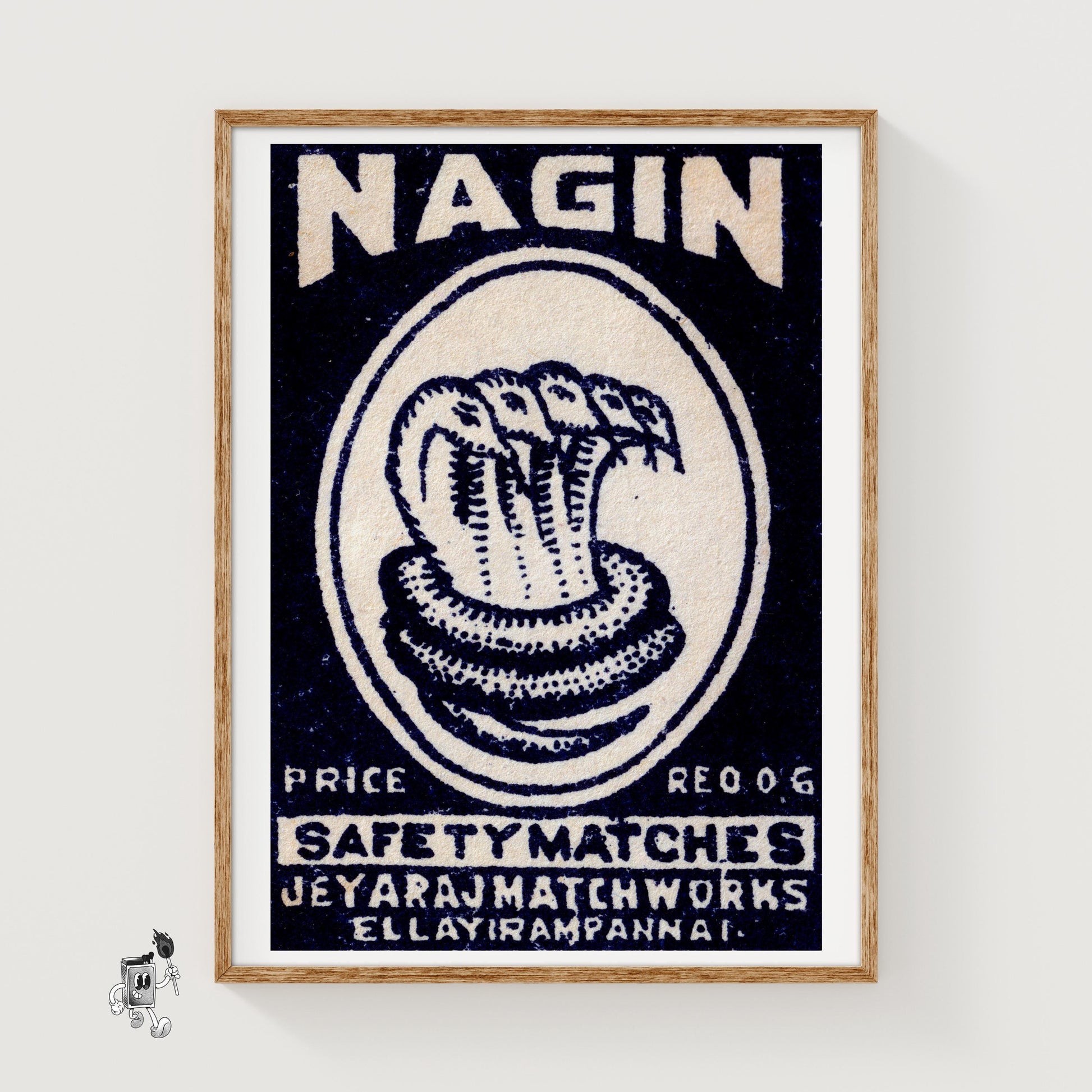 Five Headed Snake - vintage matchbox label print