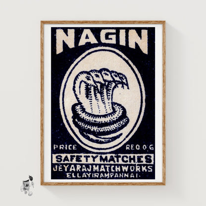 Five Headed Snake - vintage matchbox label print