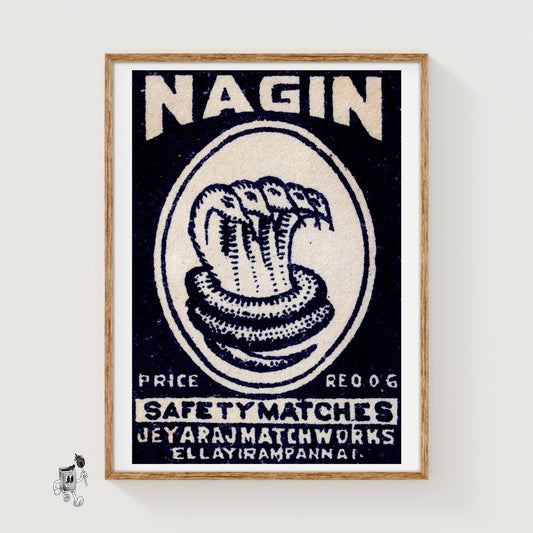 Five Headed Snake - vintage matchbox label print