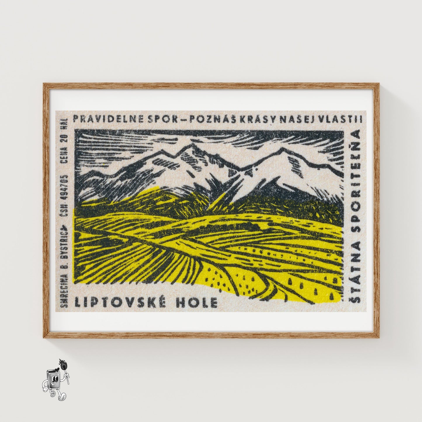 Mountain Range - vintage matchbox label print