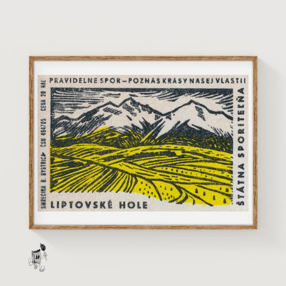 Mountain Range - vintage matchbox label print