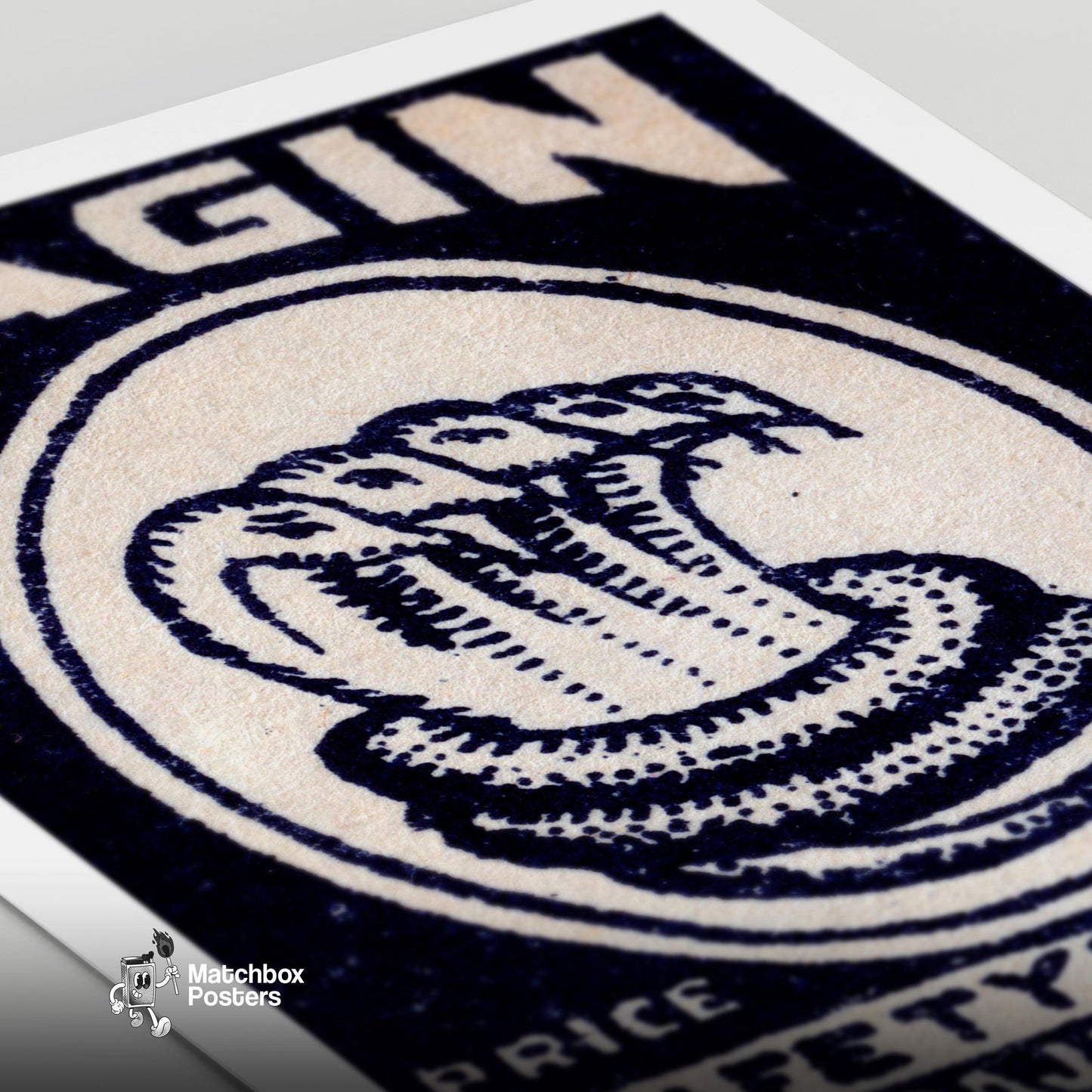 Five Headed Snake - vintage matchbox label print - close-up detail