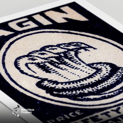 Five Headed Snake - vintage matchbox label print - close-up detail