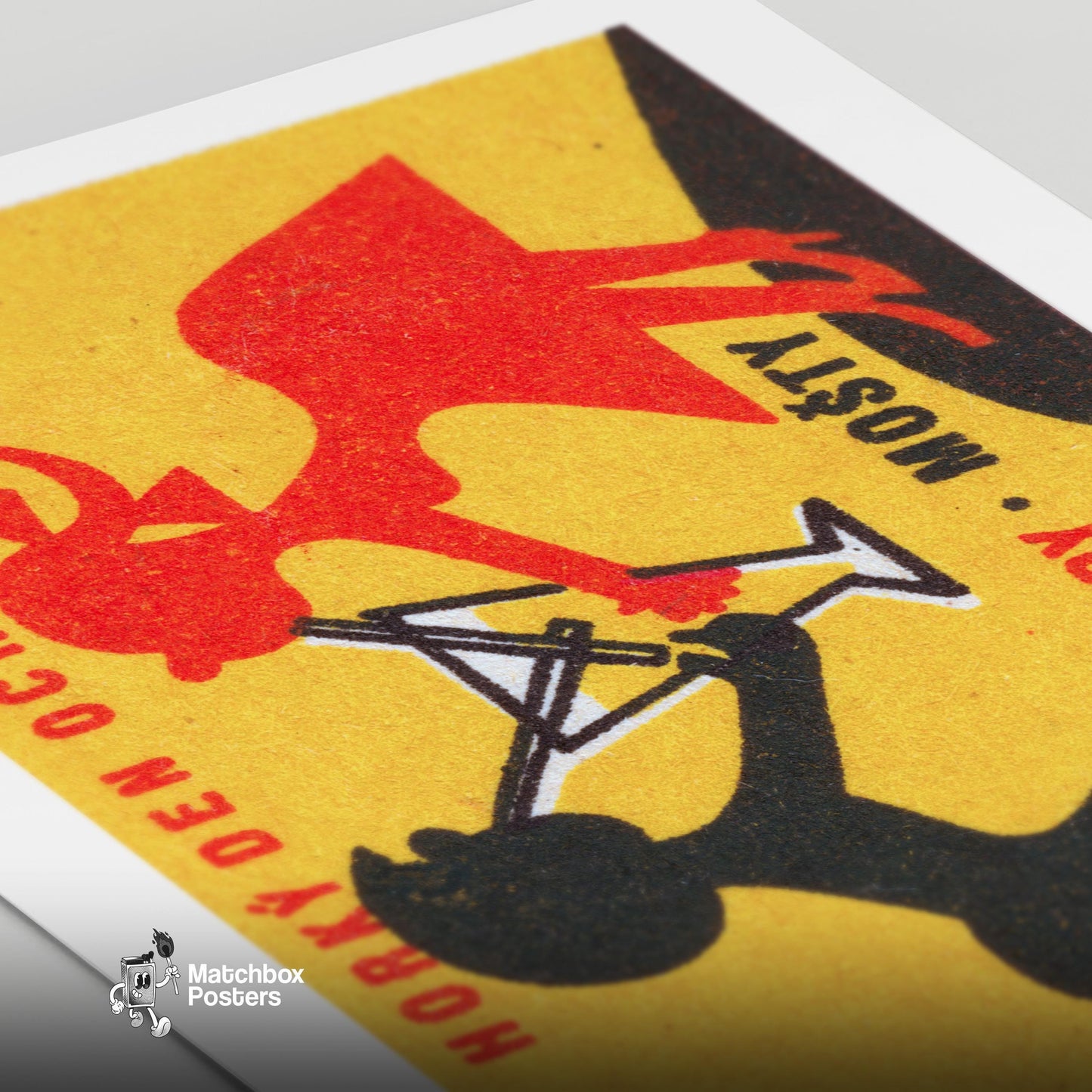 Silhouettes Of A Man - vintage matchbox label print - close-up detail