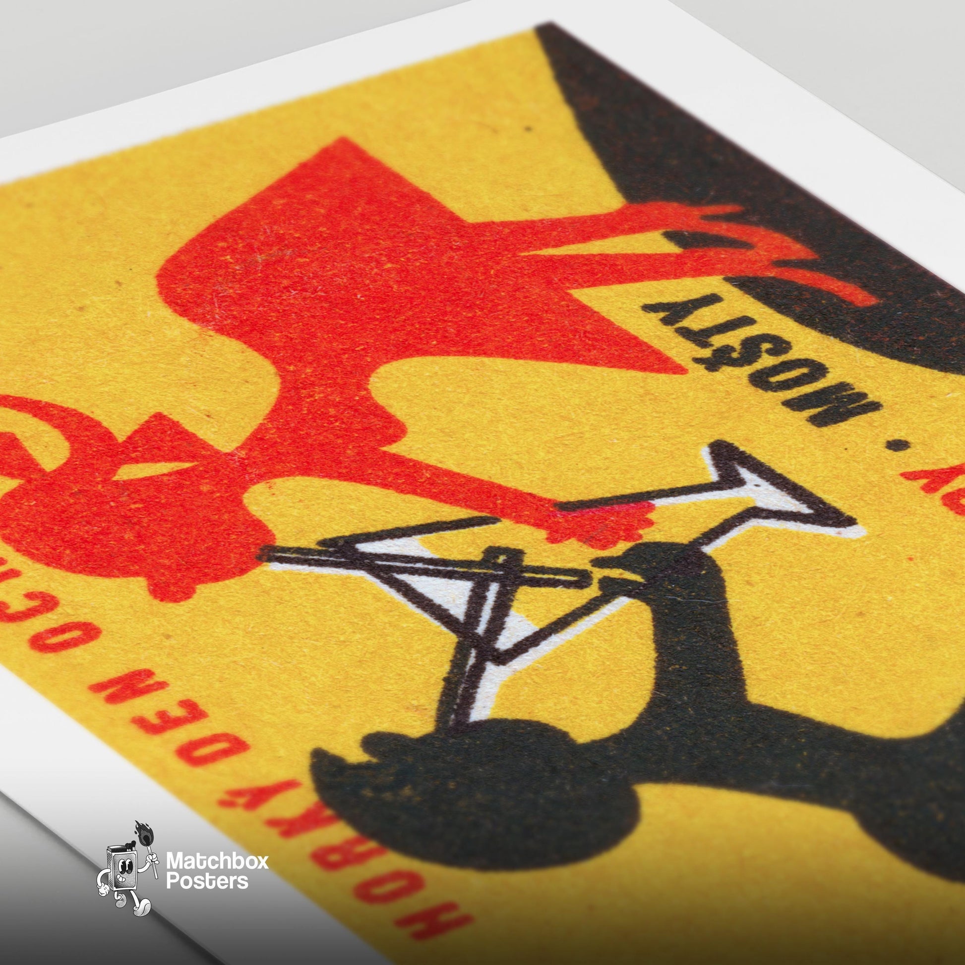 Silhouettes Of A Man - vintage matchbox label print - close-up detail