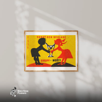 Silhouettes Of A Man - vintage matchbox label print - bedroom mockup