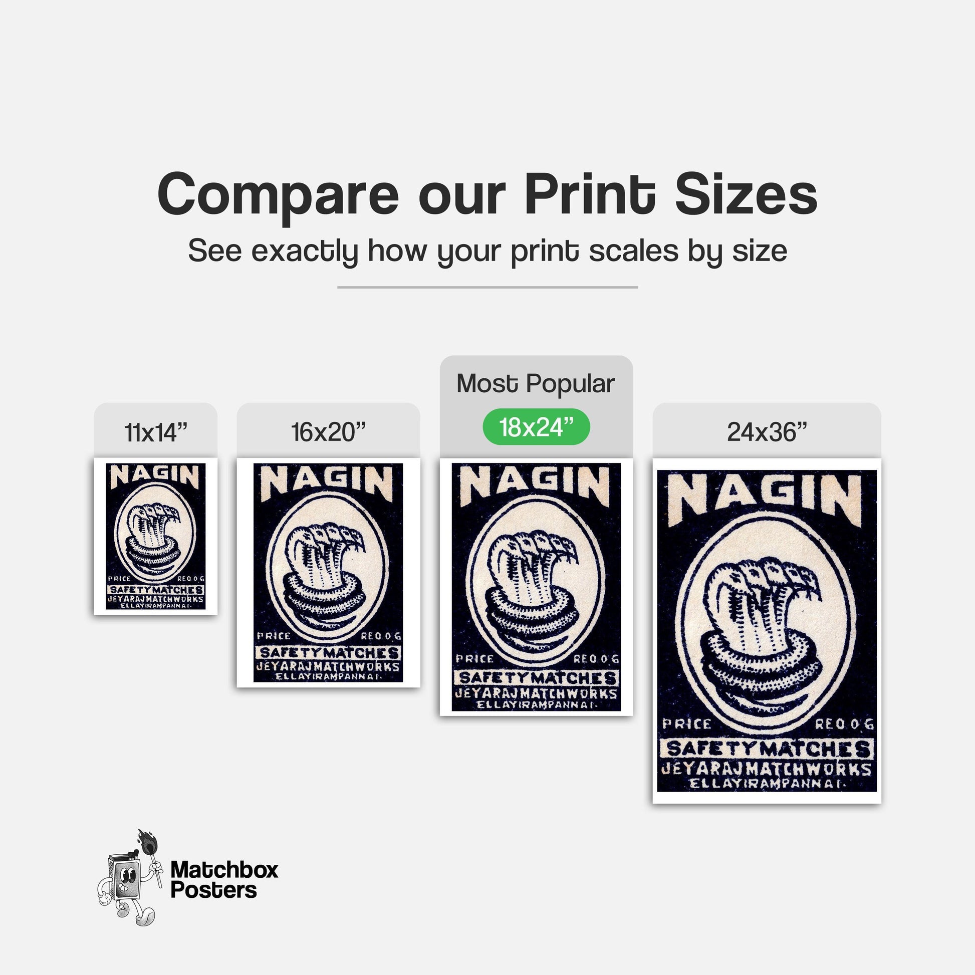 Five Headed Snake - vintage matchbox label print - gallery wall preview