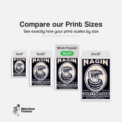 Five Headed Snake - vintage matchbox label print - gallery wall preview