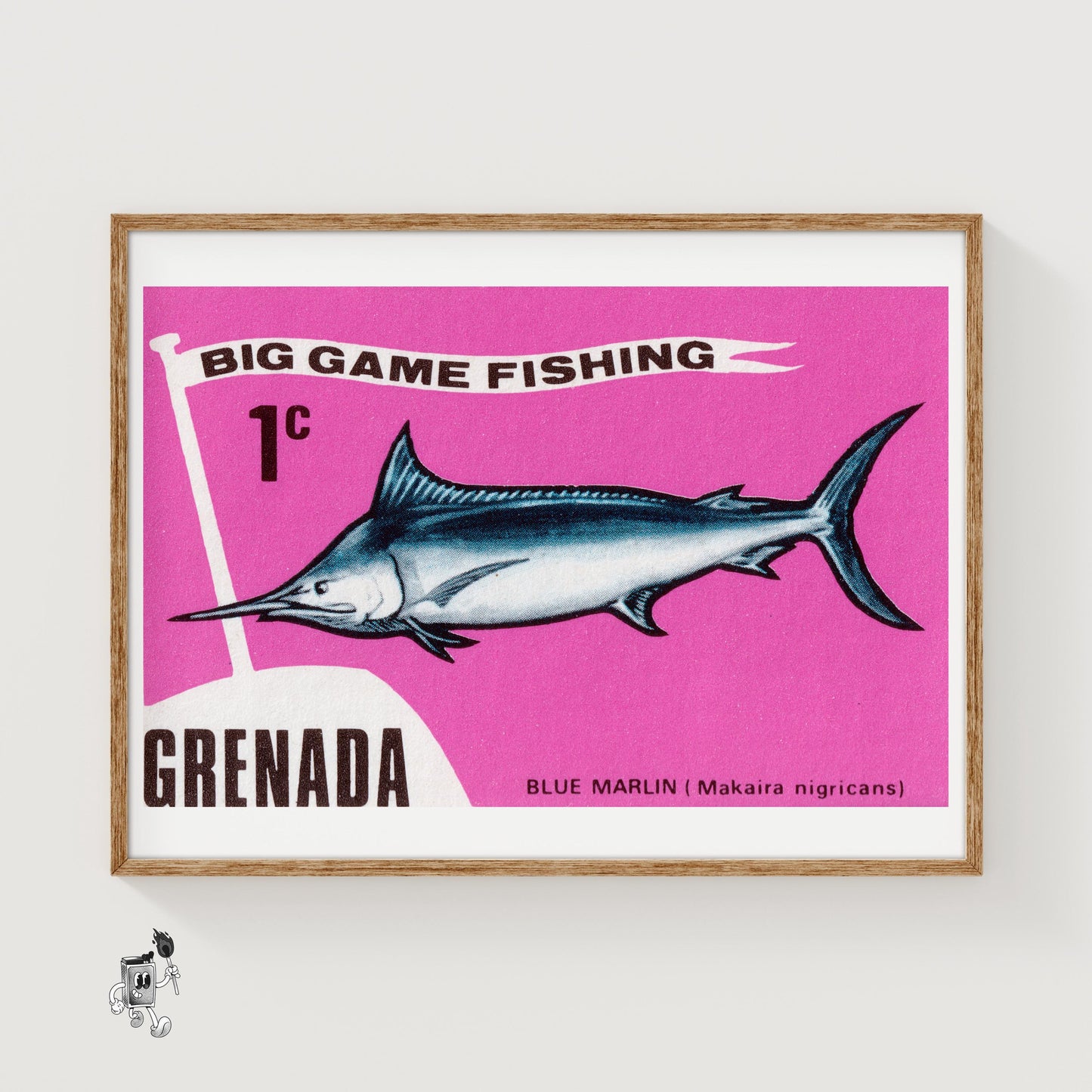 Blue Marlin - vintage matchbox label print