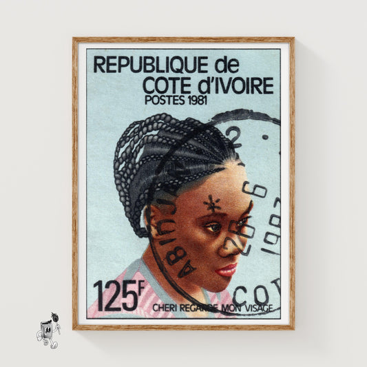 Traditional Hairstyle - vintage matchbox label print