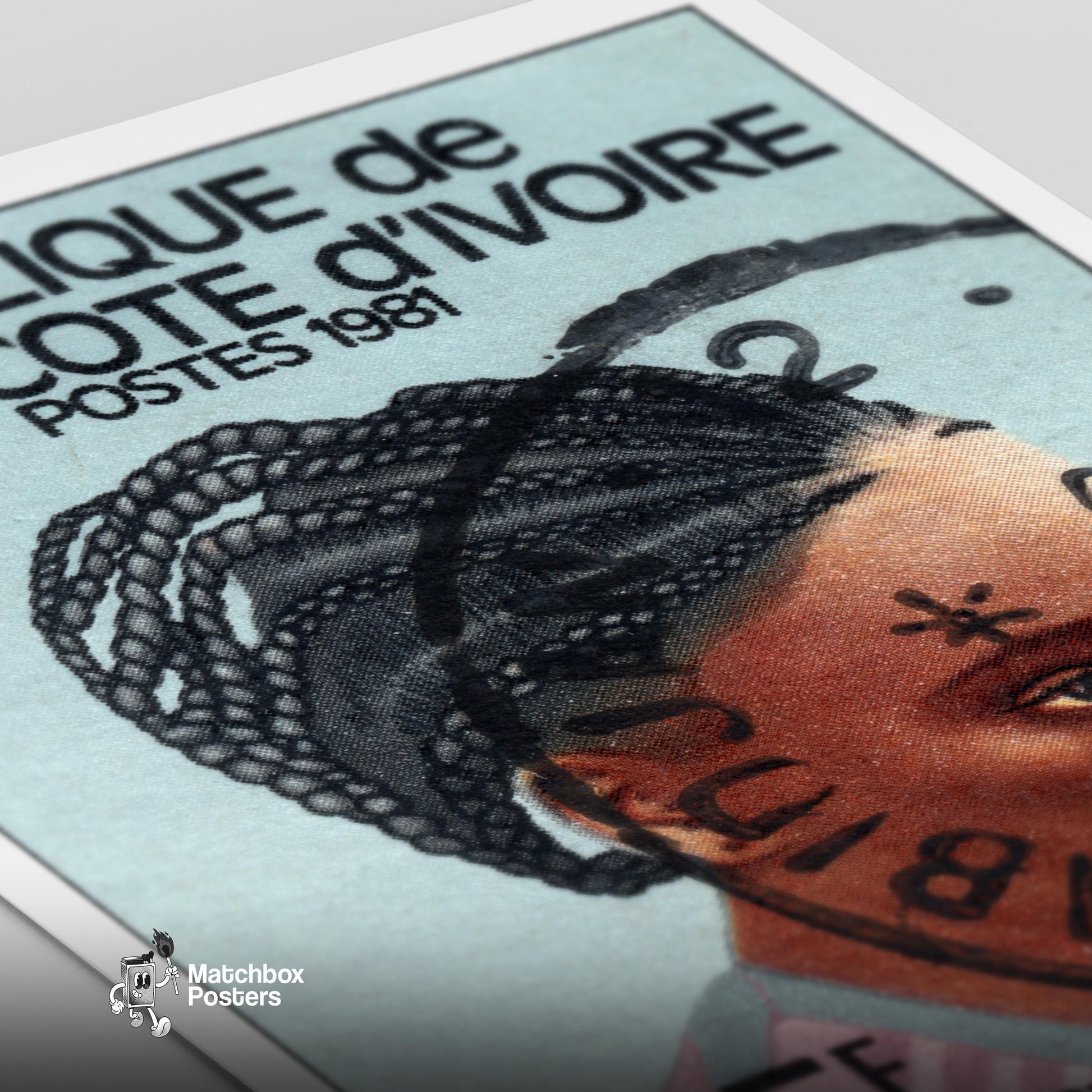 Traditional Hairstyle - vintage matchbox label print - close-up detail