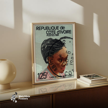 Traditional Hairstyle - vintage matchbox label print - size comparison
