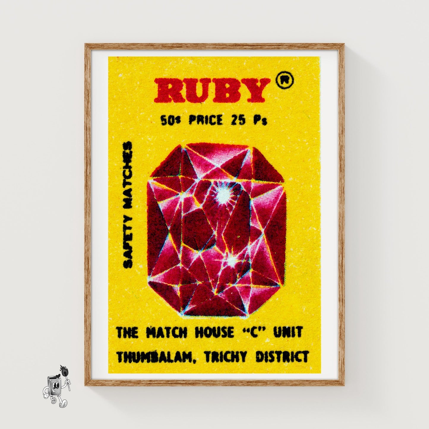 Ruby Gem - vintage matchbox label print