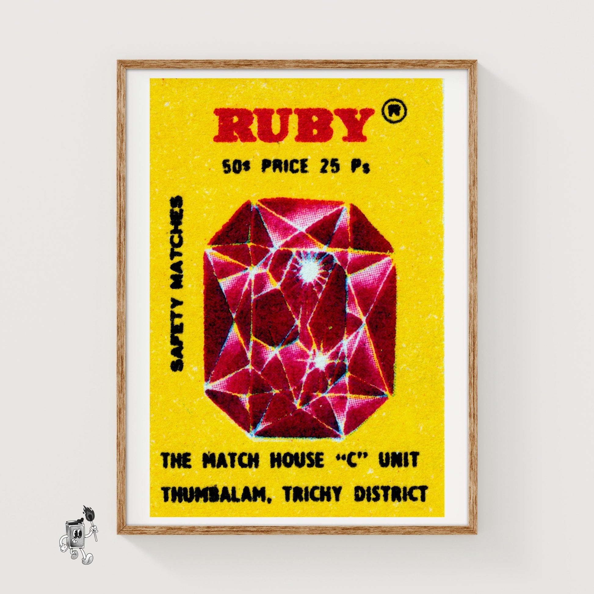 Ruby Gem - vintage matchbox label print
