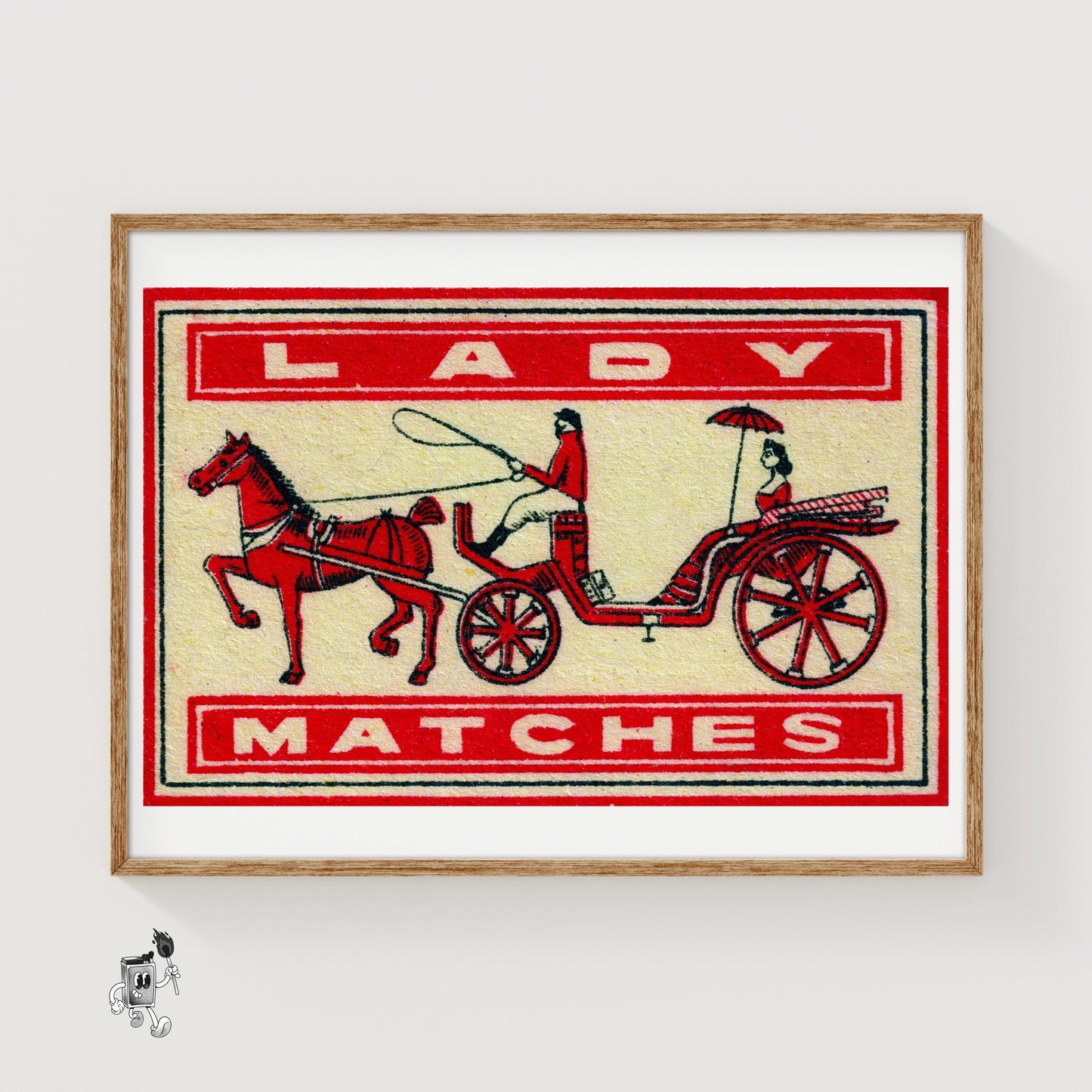Horse and Carriage - vintage matchbox label print