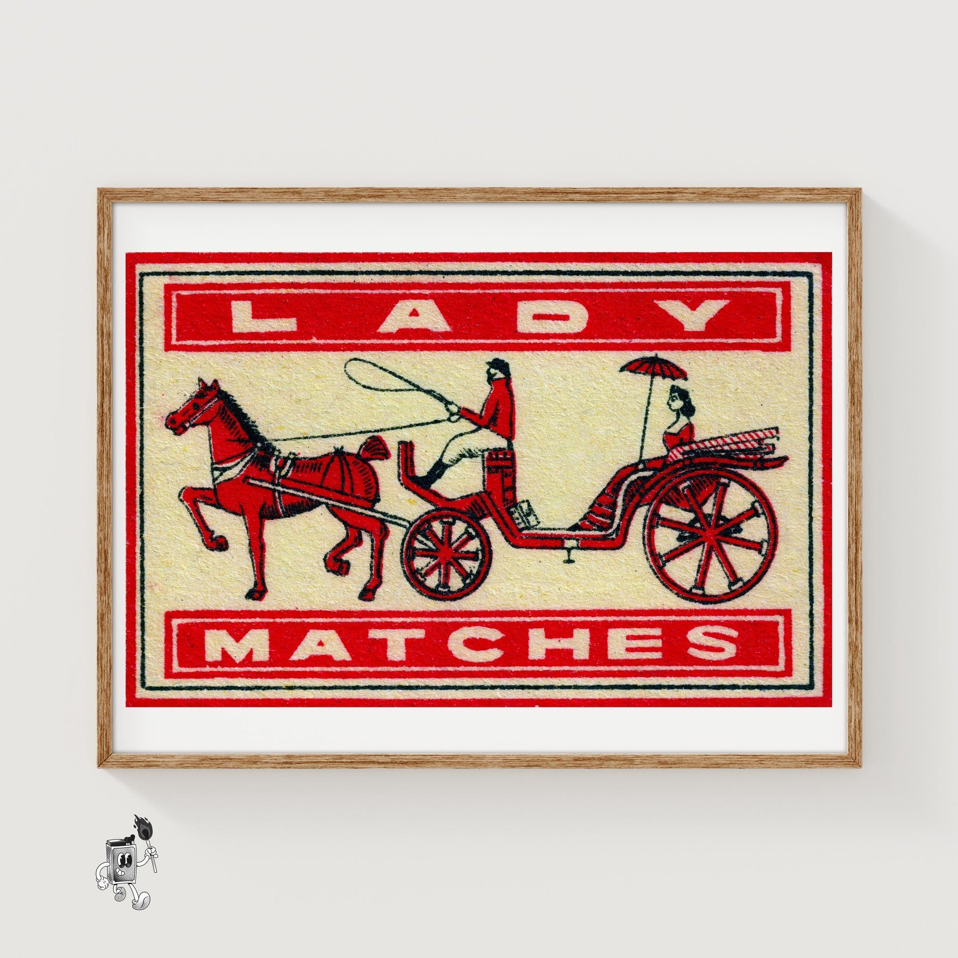 Horse and Carriage - vintage matchbox label print