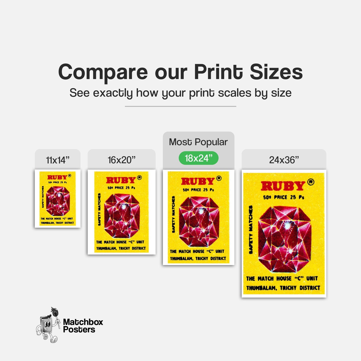 Ruby Gem - vintage matchbox label print - gallery wall preview