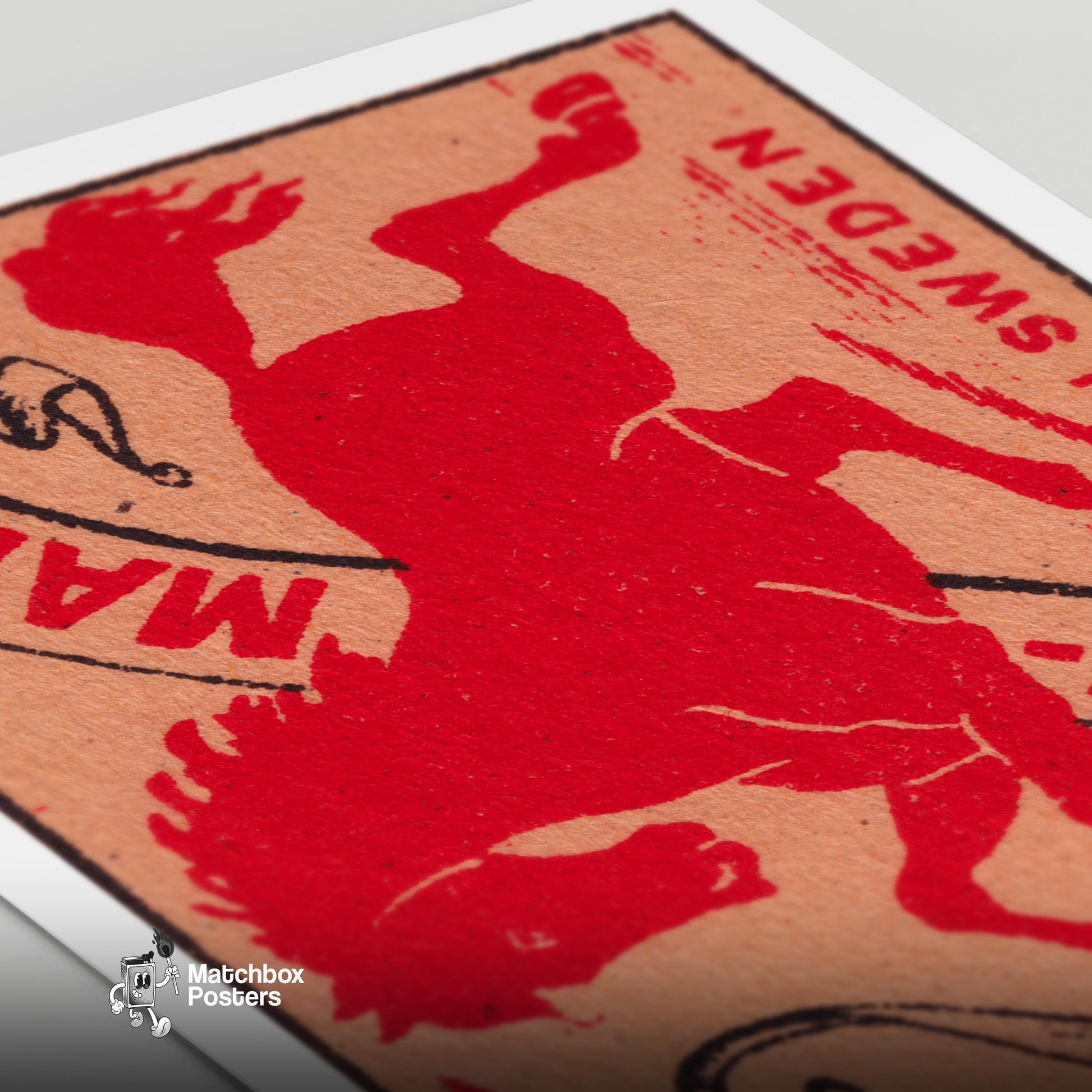 Red Horse - vintage matchbox label print - close-up detail