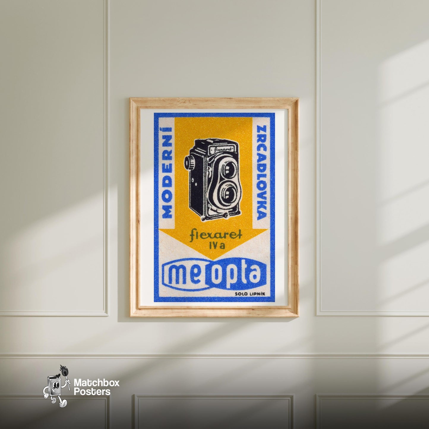 Vintage Camera - vintage matchbox label print - bedroom mockup