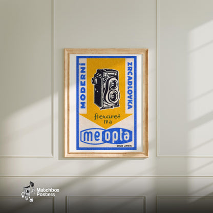 Vintage Camera - vintage matchbox label print - bedroom mockup