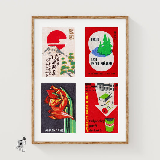 Four Vintages - vintage matchbox label print