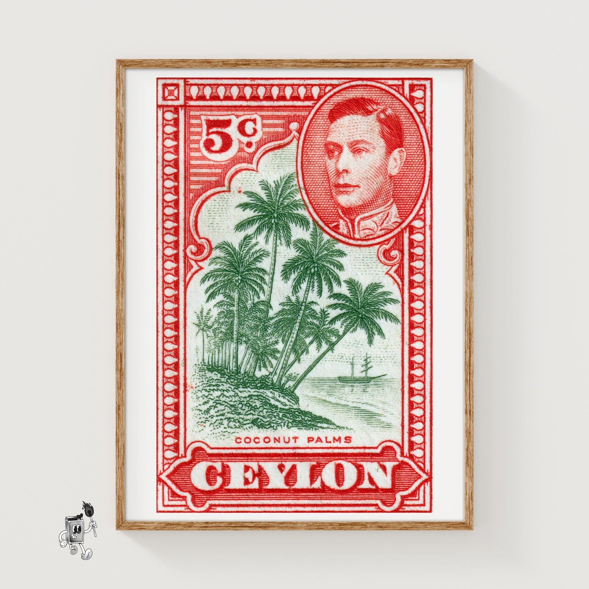 Coconut Palms - vintage matchbox label print