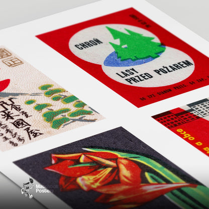 Four Vintages - vintage matchbox label print - close-up detail