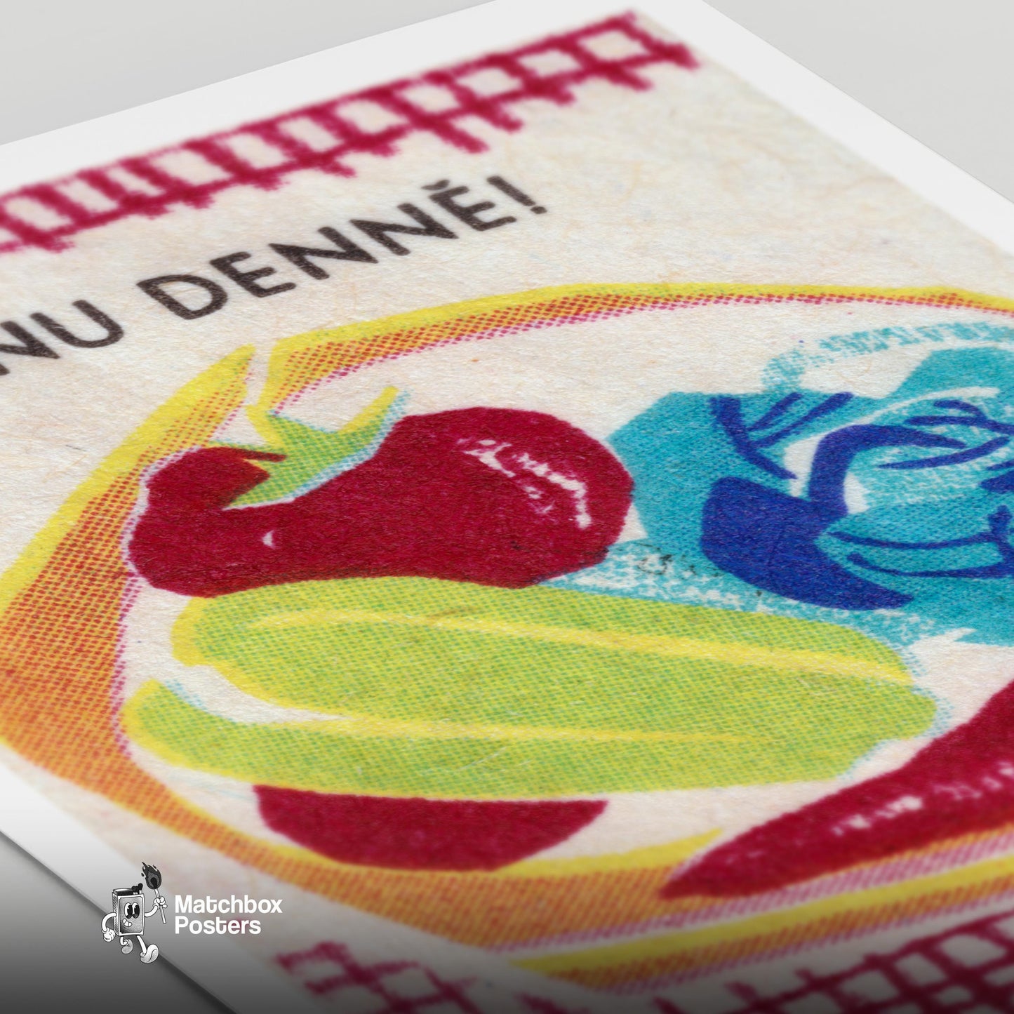 Vegetable Bowl - vintage matchbox label print - close-up detail