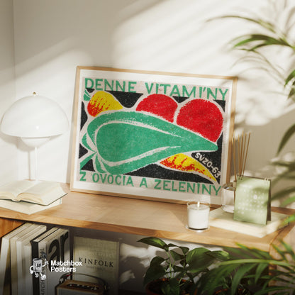 Fresh Vegetables - vintage matchbox label print - office wall
