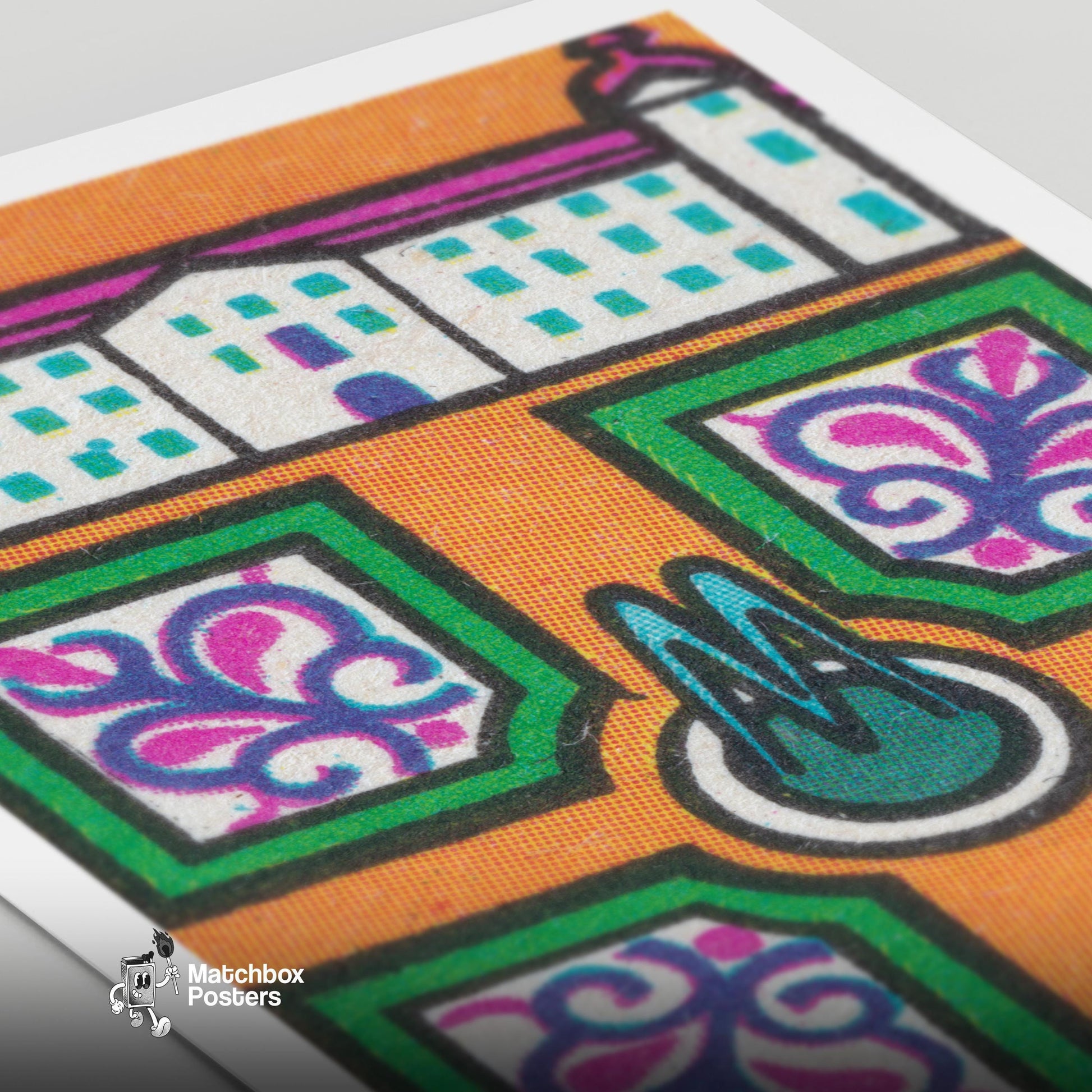 Symmetrican Gardens - vintage matchbox label print - close-up detail