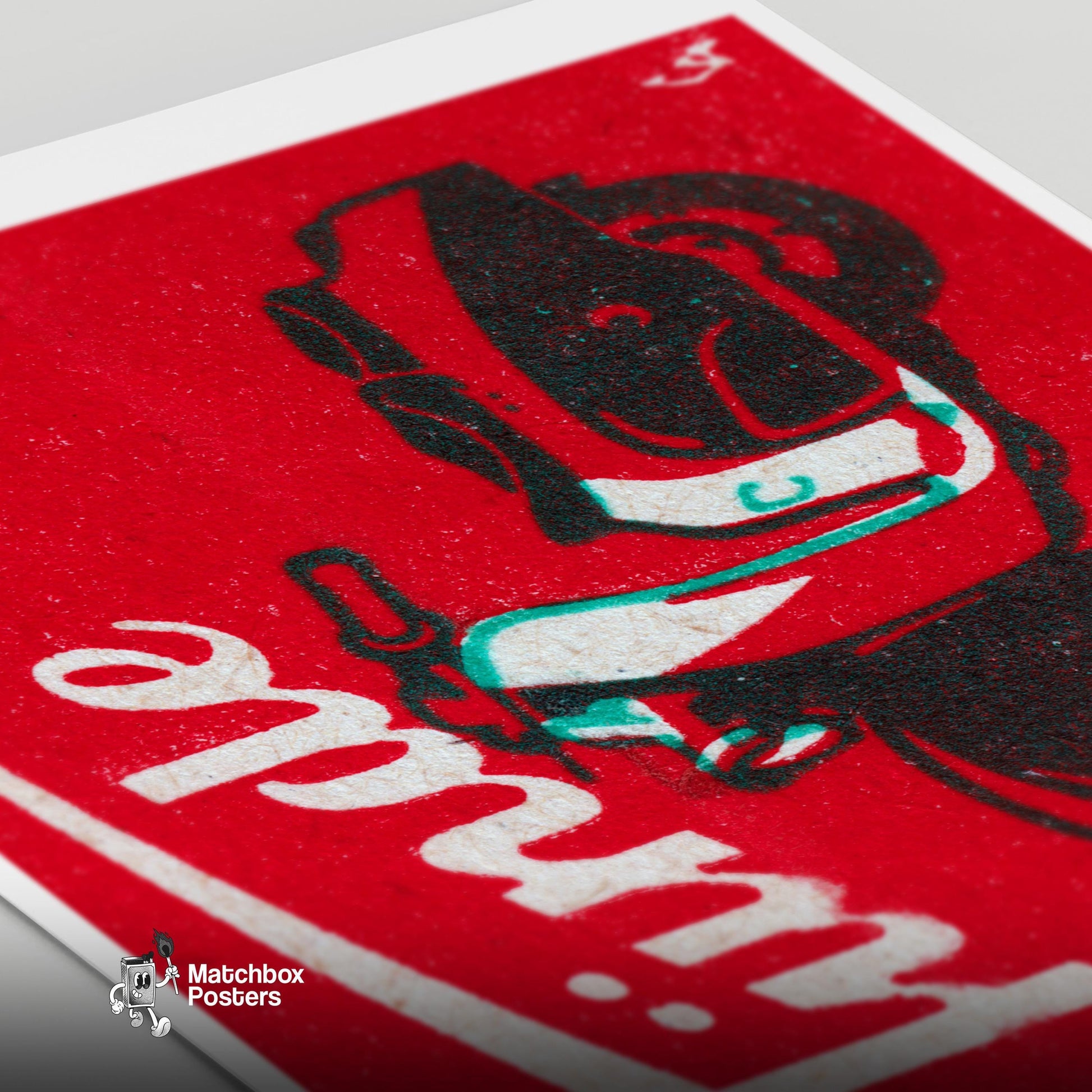 Red Scooter - vintage matchbox label print - close-up detail