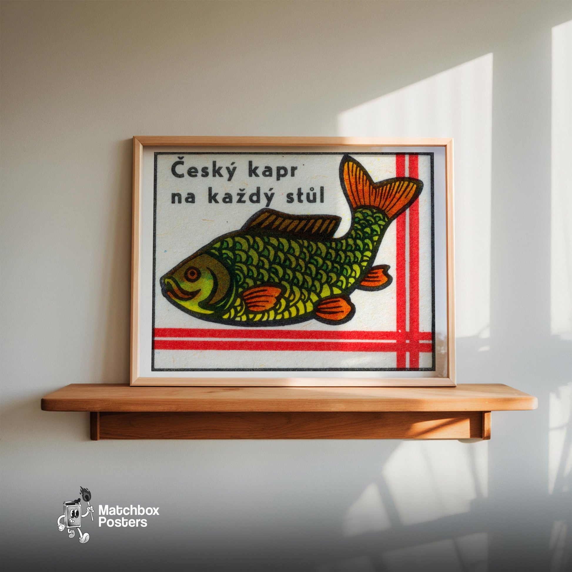 Carp Fish - vintage matchbox label print - size comparison