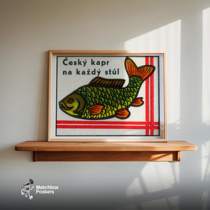 Carp Fish - vintage matchbox label print - size comparison