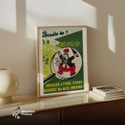 Cartoon Man Shouting - vintage matchbox label print - size comparison