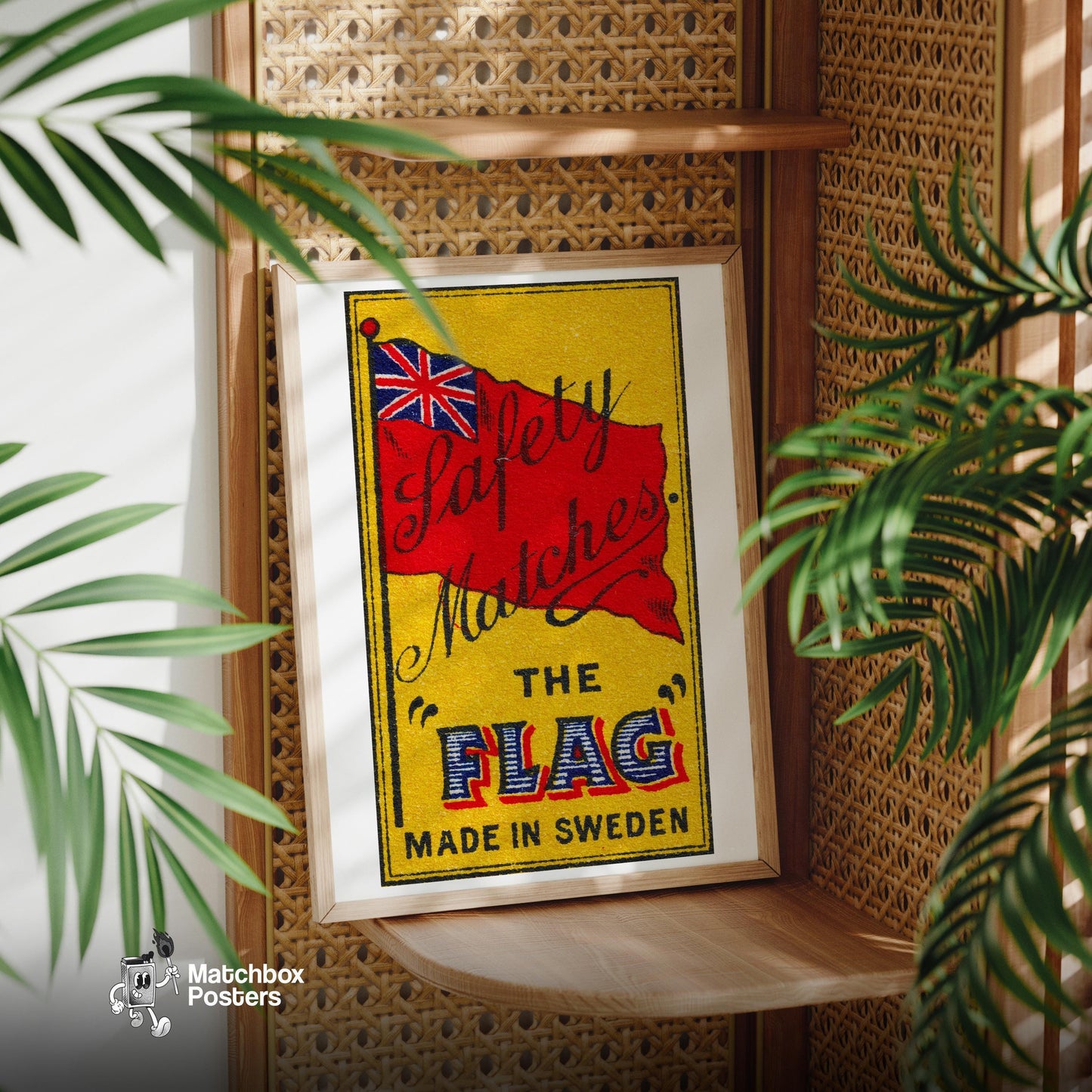 Union Jack Flag - vintage matchbox label print - office wall